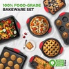 image:imageNutriChef 10Piece Nonstick Kitchen Oven Baking Pans  Premium amp Stylish NonStick Carbon Steel  Commercial Grade Restaurant Quality Metal Bakeware with Silicone Handles  Easy to Clean NCSBS10S10Piece Set