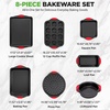 image:imageNutriChef 10Piece Nonstick Kitchen Oven Baking Pans  Premium amp Stylish NonStick Carbon Steel  Commercial Grade Restaurant Quality Metal Bakeware with Silicone Handles  Easy to Clean NCSBS10S8Piece Set