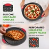 image:imageNutriChef 13Inch Nonstick Pizza Tray  Round Carbon Steel NonStick Pizza Pan with Perforated Holes Premium Bakeware Pizza Screen with Silicone Grip Handles Dishwasher Safe  NCBPIZ11 Pack