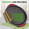 image:imageNutriChef 13Inch Nonstick Pizza Tray  Round Carbon Steel NonStick Pizza Pan with Perforated Holes Premium Bakeware Pizza Screen with Silicone Grip Handles Dishwasher Safe  NCBPIZ11 Pack