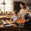 image:imageNutriChef 13Inch Nonstick Pizza Tray  Round Carbon Steel NonStick Pizza Pan with Perforated Holes Premium Bakeware Pizza Screen with Silicone Grip Handles Dishwasher Safe  NCBPIZ13 Pack