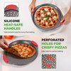 image:imageNutriChef 13Inch Nonstick Pizza Tray  Round Carbon Steel NonStick Pizza Pan with Perforated Holes Premium Bakeware Pizza Screen with Silicone Grip Handles Dishwasher Safe  NCBPIZ13 Pack