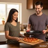 image:imageNutriChef 13Inch Nonstick Pizza Tray  Round Carbon Steel NonStick Pizza Pan with Perforated Holes Premium Bakeware Pizza Screen with Silicone Grip Handles Dishwasher Safe  NCBPIZ12 Pack