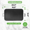 image:imageNutrichef Double Burner Griddle NonStick Stove Top Griddle for Gas Stove Dishwasher Safe Heatproof Bakelite Handles Even Heat Distribution PFOA amp PFOS Free 20 x 12 x 08 Inch BlackBlack