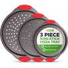 image:imageNutriChef 13Inch Nonstick Pizza Tray  Round Carbon Steel NonStick Pizza Pan with Perforated Holes Premium Bakeware Pizza Screen with Silicone Grip Handles Dishwasher Safe  NCBPIZ13 Pack