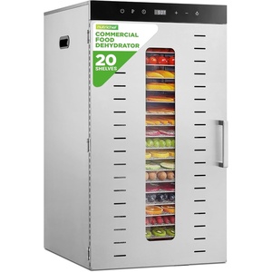 image:imageNutriChef Electric Countertop Food Dehydrator 900Watt Premium MultiTier Meat Beef Jerky Maker FruitVegetable Dryer w10 Shelf Stainless Steel TraysDigital TimerTemperature ControlNCFD10SStainless Steel