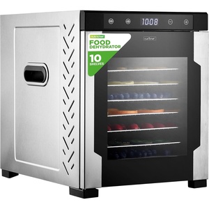 image:imageNutriChef Electric Countertop Food Dehydrator 900Watt Premium MultiTier Meat Beef Jerky Maker FruitVegetable Dryer w10 Shelf Stainless Steel TraysDigital TimerTemperature ControlNCFD10SSilver