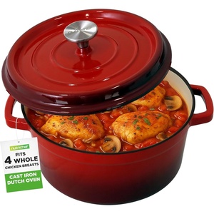 image:imageNutriChef Enameled Cast Iron Dutch Oven  5 QT Pot with Lid Cooking Pot with MoistureSealing Lid for Bread Baking Stews Braising Roasting Marinating amp Slow Cooking  Oven Safe Up to 500F