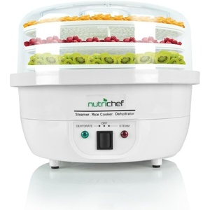 image:imageNutriChef Food Dehydrator Machine and Professional Electric Steamer Cooker Meat Preserver Beef Jerky Maker Fruit Dryer Steams Rice and Vegetables with Stackable Trays in White  PKFDSRC10WTWhite  Steam