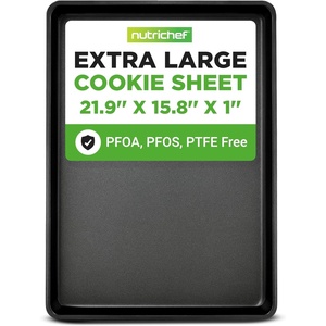 image:imageNutriChef Nonstick XL Cookie Sheet Baking Pan  Extra Large 22 Inch x 16 Inch with Raised Edges Thick Carbon Steel Oven Baking Sheet for Jelly Rolls Cookies Cakes amp Pastries  BlackBlack
