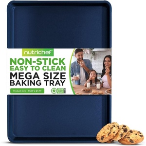 image:imageNutriChef Nonstick XL Cookie Sheet Baking Pan  Extra Large 22 Inch x 16 Inch with Raised Edges Thick Carbon Steel Oven Baking Sheet for Jelly Rolls Cookies Cakes amp Pastries  BlackBlue Diamond