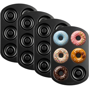 image:imageNutriChef Nonstick Donut Pans for Baking  6 Durable amp Easy to Clean Doughnut Molds  Fits FullSized Doughnuts  Oven Safe Up To 450F  Bake Perfect Donuts amp Bagels  125 x 85 Donut Trays  2 Pack4 Pan