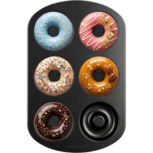 image:imageNutriChef Nonstick Donut Pans for Baking  6 Durable amp Easy to Clean Doughnut Molds  Fits FullSized Doughnuts  Oven Safe Up To 450F  Bake Perfect Donuts amp Bagels  125 x 85 Donut Trays  2 Pack1 Pan