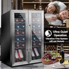 image:imageNutriChef 24Bottle Wine Fridge  Dual Zone Cooler for Red amp White Wines 41F64F Temp Control UltraQuiet Fits Home Office or Kitchen Counters  31x19x20 inStainless Steel