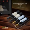 image:imageNutrichef 12 Bottle Stainless Steel Slim Wine Fridge  Red amp White Wine Chiller  Adjustable Temperature Control Ultra Quiet Operation amp Energy Efficient  Mini Wine Cooler Refrigerator  31x10x17 INBlack