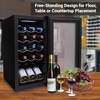 image:imageNutrichef 12 Bottle Stainless Steel Slim Wine Fridge  Red amp White Wine Chiller  Adjustable Temperature Control Ultra Quiet Operation amp Energy Efficient  Mini Wine Cooler Refrigerator  31x10x17 INBlack