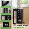 image:imageNutrichef 12 Bottle Stainless Steel Slim Wine Fridge  Red amp White Wine Chiller  Adjustable Temperature Control Ultra Quiet Operation amp Energy Efficient  Mini Wine Cooler Refrigerator  31x10x17 INStainless Steel
