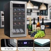 image:imageNutrichef 12 Bottle Stainless Steel Slim Wine Fridge  Red amp White Wine Chiller  Adjustable Temperature Control Ultra Quiet Operation amp Energy Efficient  Mini Wine Cooler Refrigerator  31x10x17 INStainless Steel