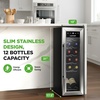 image:imageNutrichef 12 Bottle Stainless Steel Slim Wine Fridge  Red amp White Wine Chiller  Adjustable Temperature Control Ultra Quiet Operation amp Energy Efficient  Mini Wine Cooler Refrigerator  31x10x17 INStainless Steel