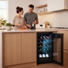 image:imageNutrichef 15 Bottle Wine Fridge Red and White Wine Chiller Adjustable Temp Control 41F to 64F Ultra Quiet Operation Mini Wine Cooler Built for Home Office Kitchen Counter 27x13x17 IN