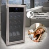 image:imageNutrichef 15 Bottle Wine Fridge Red and White Wine Chiller Adjustable Temp Control 41F to 64F Ultra Quiet Operation Mini Wine Cooler Built for Home Office Kitchen Counter 27x13x17 IN