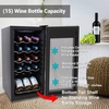 image:imageNutrichef 15 Bottle Wine Fridge Red and White Wine Chiller Adjustable Temp Control 41F to 64F Ultra Quiet Operation Mini Wine Cooler Built for Home Office Kitchen Counter 27x13x17 IN
