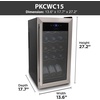 image:imageNutrichef 15 Bottle Wine Fridge Red and White Wine Chiller Adjustable Temp Control 41F to 64F Ultra Quiet Operation Mini Wine Cooler Built for Home Office Kitchen Counter 27x13x17 IN