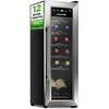 image:imageNutrichef 12 Bottle Stainless Steel Slim Wine Fridge  Red amp White Wine Chiller  Adjustable Temperature Control Ultra Quiet Operation amp Energy Efficient  Mini Wine Cooler Refrigerator  31x10x17 INStainless Steel