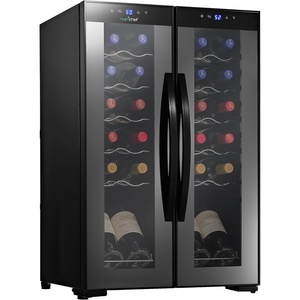 image:imageNutriChef 24Bottle Wine Fridge  Dual Zone Cooler for Red amp White Wines 41F64F Temp Control UltraQuiet Fits Home Office or Kitchen Counters  31x19x20 inBlack