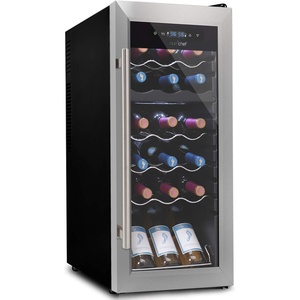image:imageNutrichef 18 Bottle Wine Fridge  Dual Zone Wine Chiller  Adjustable Temperature 41F to 64F  Ultra Quiet Operation  Wine Cooler For Home amp Office  Free Standing 32x13x19 IN  Black