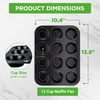 image:imageNutriChef 13 NonStick Muffin Baking Pan  Premium Dark Gray Carbon Steel Bake Tray Commercial Grade Restaurant Quality Metal Bakeware  Dishwasher Safenonstick muffin pan  black
