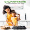 image:imageNutriChef 13 NonStick Muffin Baking Pan  Premium Dark Gray Carbon Steel Bake Tray Commercial Grade Restaurant Quality Metal Bakeware  Dishwasher Safenonstick muffin pan  black
