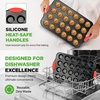 image:imageNutriChef 24Cup Nonstick Mini Muffin Pan  Heavy Duty Carbon Steel Bakeware Tray with Red Silicone Handles  Bake Mini Cupcakes Muffins amp Savory Treats  16 x 10 Black