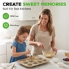 image:imageNutriChef Muffin Pans for Baking 2Pack  Nonstick 12 Mold Cupcake Tins  NonToxic Carbon Steel Stackable Cup Cake Trays  Dishwasher amp Oven Safe  Easy Release amp Clean  GoldBlack