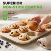 image:imageNutriChef Muffin Pans for Baking 2Pack  Nonstick 12 Mold Cupcake Tins  NonToxic Carbon Steel Stackable Cup Cake Trays  Dishwasher amp Oven Safe  Easy Release amp Clean  GoldBlack