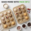 image:imageNutriChef Muffin Pans for Baking 2Pack  Nonstick 12 Mold Cupcake Tins  NonToxic Carbon Steel Stackable Cup Cake Trays  Dishwasher amp Oven Safe  Easy Release amp Clean  GoldBlack
