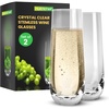 image:imageNutriChef 2Piece Stemless Champagne Flutes Set  64 Tall Crystal Glasses with Thick Heavy Base  Prosecco Wine Flute Highball Glass Mimosa Cocktail Glass Set Bar Glassware  Dishwasher SafeSet of 2