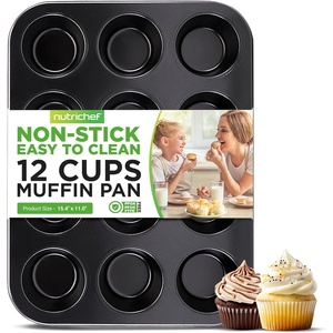 image:imageNutriChef 13 NonStick Muffin Baking Pan  Premium Dark Gray Carbon Steel Bake Tray Commercial Grade Restaurant Quality Metal Bakeware  Dishwasher Safenonstick muffin pan  black