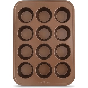 image:imageNutriChef 13 NonStick Muffin Baking Pan  Premium Dark Gray Carbon Steel Bake Tray Commercial Grade Restaurant Quality Metal Bakeware  Dishwasher Safenonstick muffin pan  gold