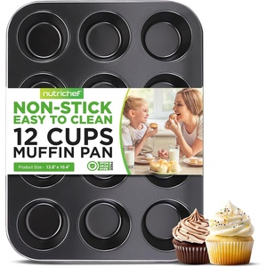 image:imageNutriChef 13 NonStick Muffin Baking Pan  Premium Dark Gray Carbon Steel Bake Tray Commercial Grade Restaurant Quality Metal Bakeware  Dishwasher Safenonstick muffin pan  dark gray