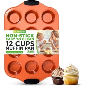 image:imageNutrichef 12 Cup Muffin Pan Durable and Nonstick Carbon Steel Bake Pan with Silicone Handles Kitchen Essential Cupcake Pan Stain Resistant Easy Clean PFOA PFOS PTFE Free 1622 x 1043Copper