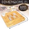 image:imageBamboo Cheese Cutting Board Set  Flat Wood Serving Platter for Picnic Food or Wine Rectangle Fruit and Meat Plate Kit wBowl Closing Drawer Tray 4 Stainless Steel Knives  NutriChef PKCZBD10