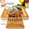 image:imageBamboo Cheese Cutting Board Set  Flat Wood Serving Platter for Picnic Food or Wine Rectangle Fruit and Meat Plate Kit wBowl Closing Drawer Tray 4 Stainless Steel Knives  NutriChef PKCZBD10