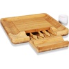 image:imageBamboo Cheese Cutting Board Set  Flat Wood Serving Platter for Picnic Food or Wine Rectangle Fruit and Meat Plate Kit wBowl Closing Drawer Tray 4 Stainless Steel Knives  NutriChef PKCZBD10