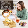 image:imageBamboo Cheese Cutting Board Set  Flat Wood Serving Platter for Picnic Food or Wine Rectangle Fruit and Meat Plate Kit wBowl Closing Drawer Tray 4 Stainless Steel Knives  NutriChef PKCZBD10