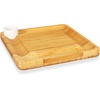 image:imageBamboo Cheese Cutting Board Set  Flat Wood Serving Platter for Picnic Food or Wine Rectangle Fruit and Meat Plate Kit wBowl Closing Drawer Tray 4 Stainless Steel Knives  NutriChef PKCZBD10