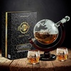 image:imageNutriChef Glass Whiskey Decanter  850ml Globe Whiskey Carafe Alcohol Decanter Set with Glasses  Liquor Decanter w Stopper amp Base For Brandy Wine Cognac Rum Gin Scotch Bourbon287 Ounces