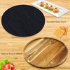 image:imageNutriChef JP Cons Catalog Master Rotating Lazy Susan Cheese Board12 Inch Diameter Acacia Wood Platter Turntable Serving Set wSlate Stone PlateStainlessSteel Cutting KnivesFor Picnic PKCZBD40