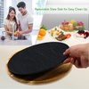 image:imageNutriChef JP Cons Catalog Master Rotating Lazy Susan Cheese Board12 Inch Diameter Acacia Wood Platter Turntable Serving Set wSlate Stone PlateStainlessSteel Cutting KnivesFor Picnic PKCZBD40