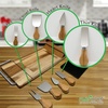 image:imageNutriChef Slicing Bamboo Cheese Board Platter  4 Stainless Steel Knives and Magnet Holder  Modern Wood Snack Serving Tray w Stone Slate Slab  Slicer Blade for Cutting  NutriChef PKCZBD50
